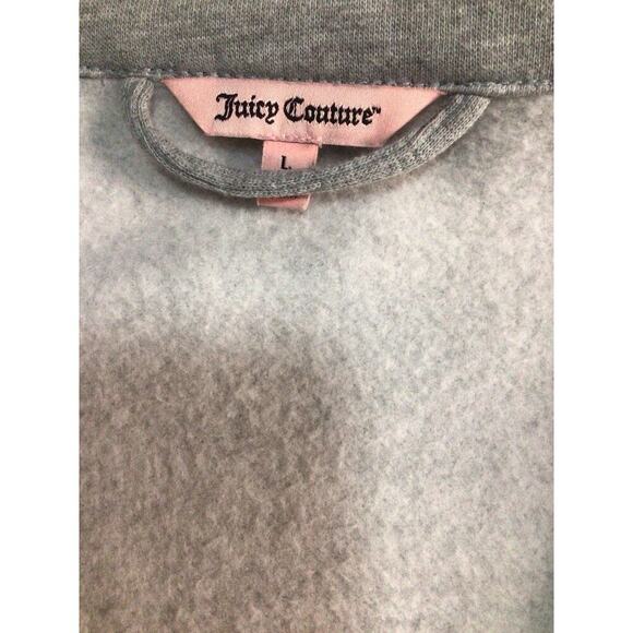 JUICY COUTURE Womens Jacket Large Gray Moto Zip Up Fleece Sweatshirt Pockets - Picture 4 of 7